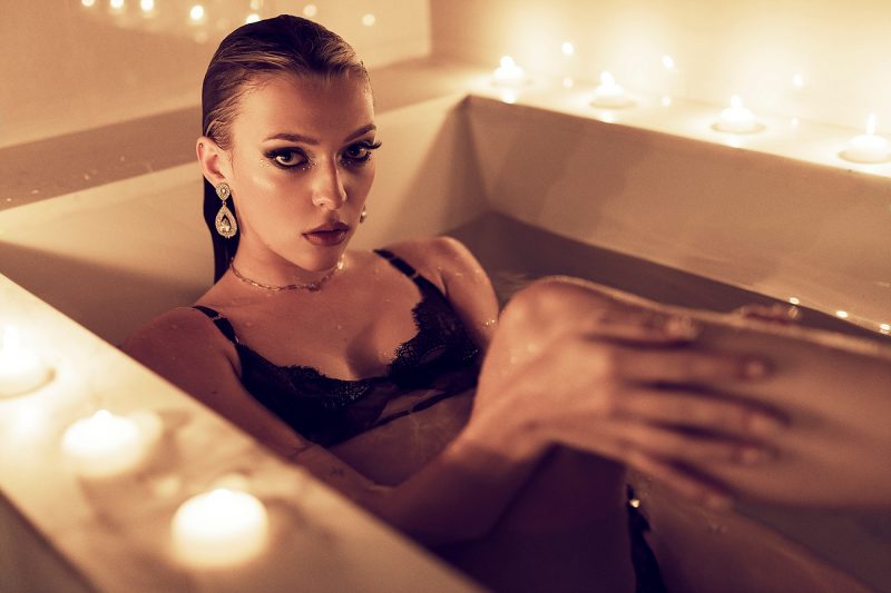 Anna enjoying a relaxing bath session